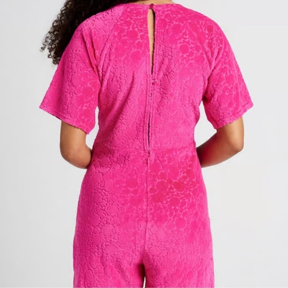 New ModCloth Beach Chaser Velour Romper Sweet Berry Pink - Picture 2 of 9